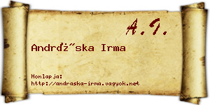 Andráska Irma névjegykártya